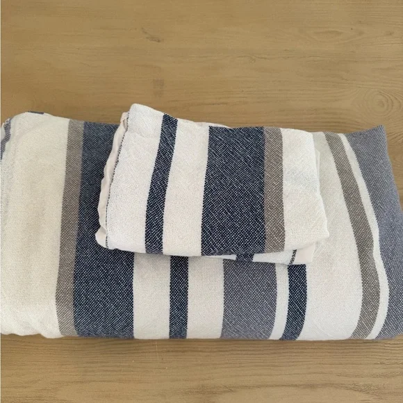 Duvet Cover- Full- blue & white striped with 2 standard pillowcase shams - Picture 2 of 2